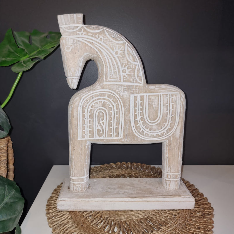 Trojan Horse on Stand White wash (Large)