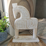 Trojan Horse on Stand White wash (Large)