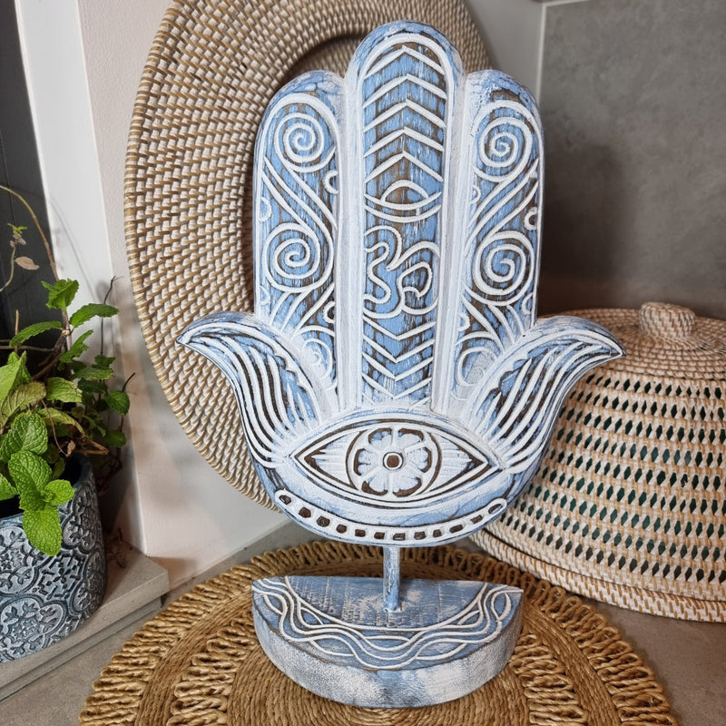 Hamsa on Stand Blue (Large)