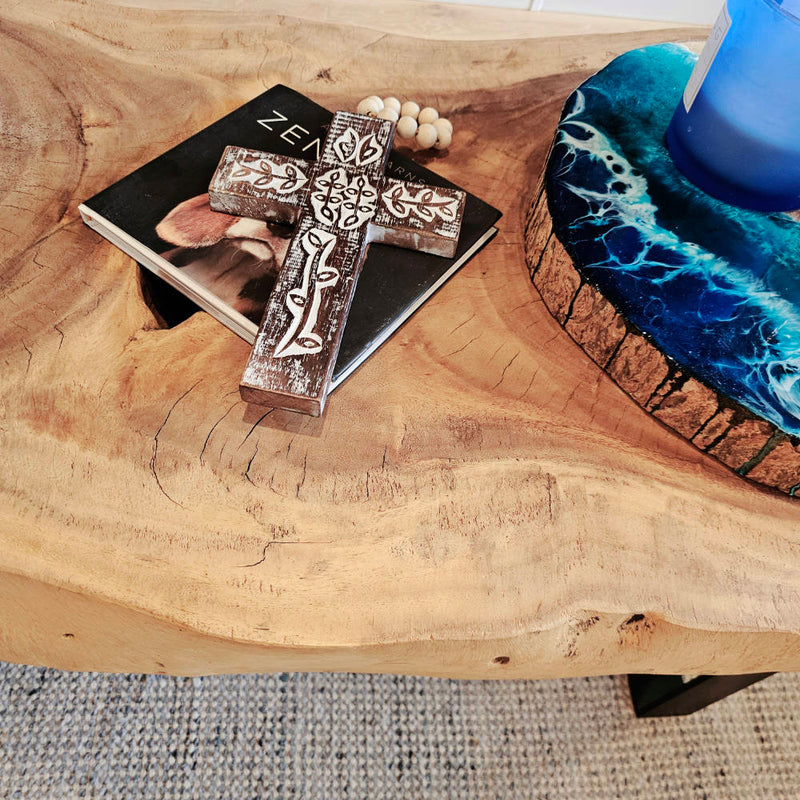 CROSS on wooden beads – Dark wood