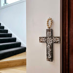 CROSS on wooden beads – Dark wood