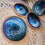 Teak round Coasters - Colour “Ocean”