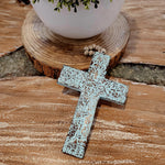 CROSS on wooden beads – Turquoise