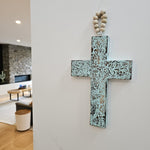 CROSS on wooden beads – Turquoise