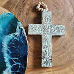 CROSS on wooden beads – Turquoise