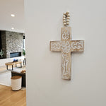 CROSS on wooden beads – Natural