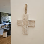 Wooden hanging Cross - White Wash