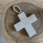 Wooden hanging Cross - White Wash