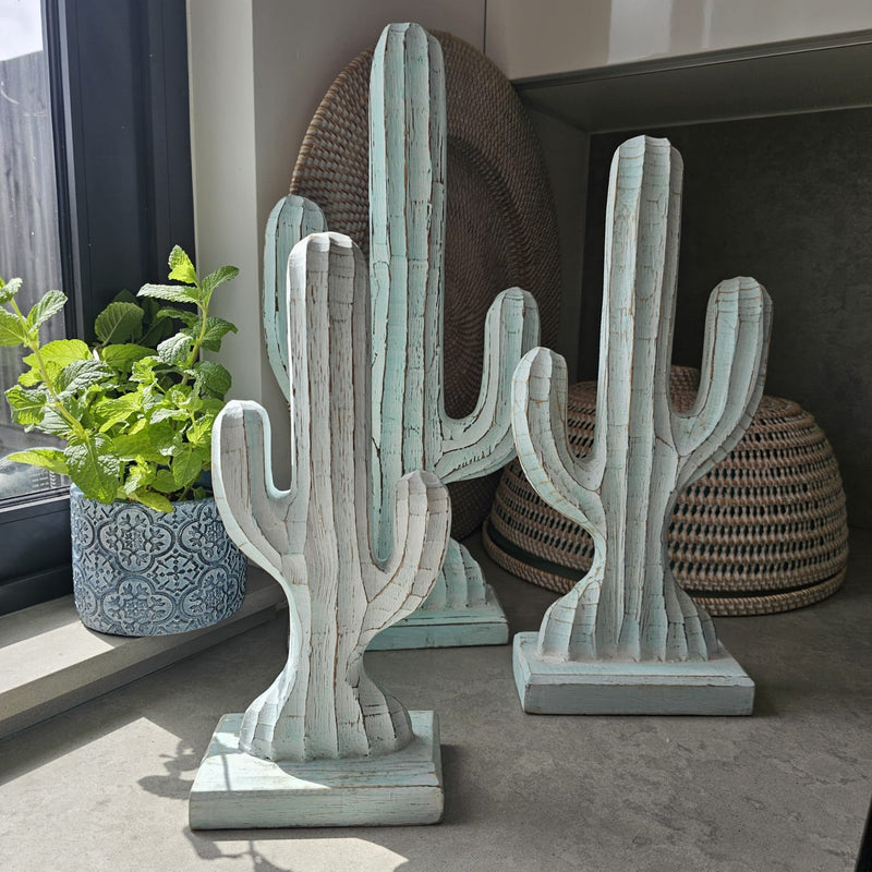 Cactus on stand Turquoise (SET of 3)