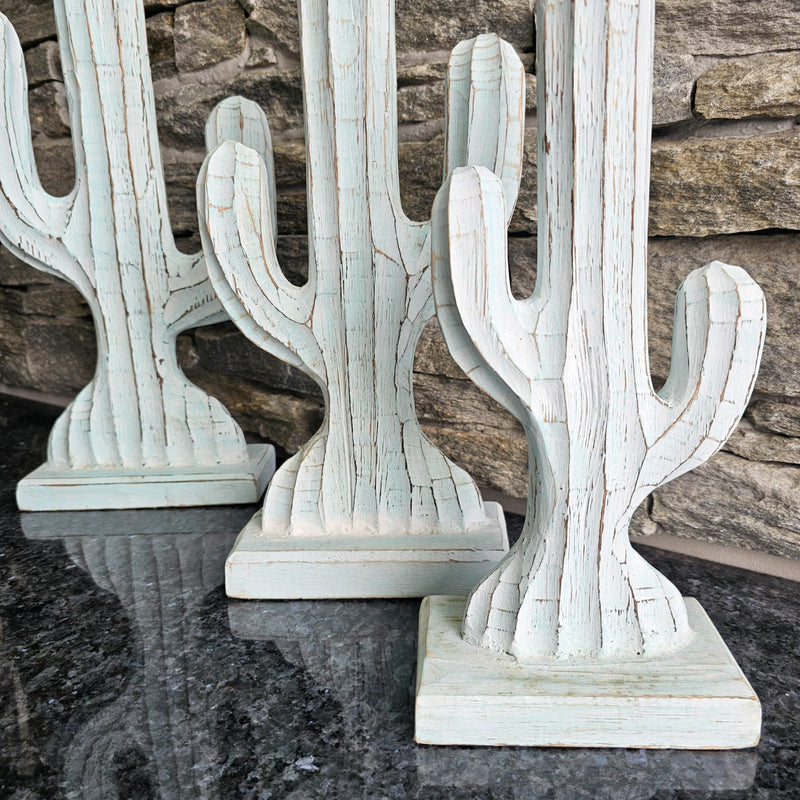 Cactus on stand Turquoise (SET of 3)