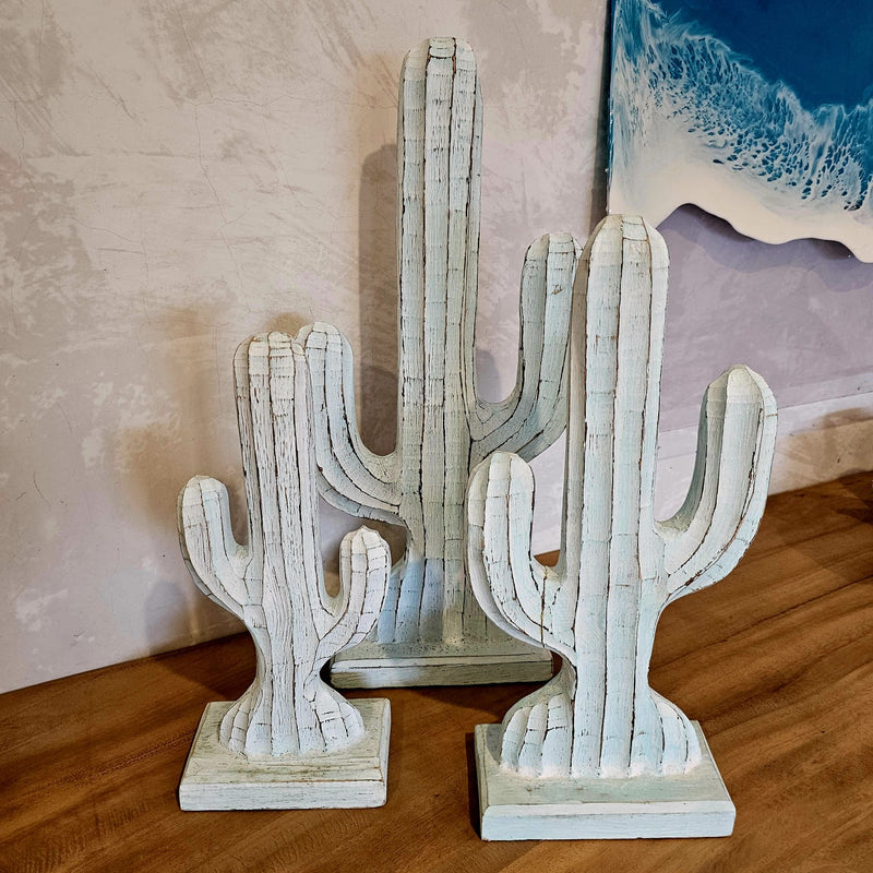 Cactus on stand Turquoise (SET of 3)