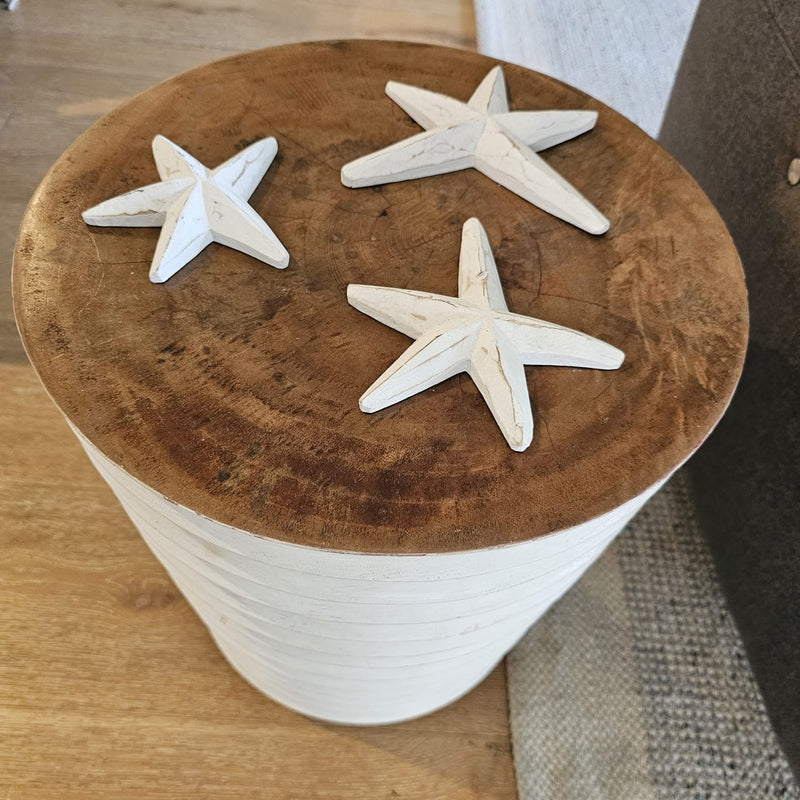 Wooden Starfish set of 3 home décor - White Plain