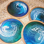 Teak round Coasters - Colour “Ocean”