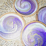 Teak round Coasters - Colour “Purple”