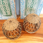 Handmade Pair of Rattan Pendant Lamp Shades